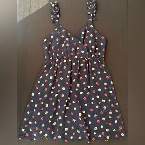 Madewell Navy Floral Mini Dress with Red, Yellow & Cream Flowers